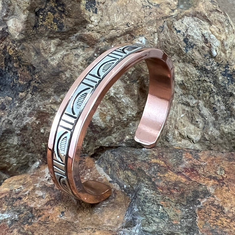 3/8" Sterling Silver Copper Cuff Bracelet 6" Wrist By Sylvana Apache