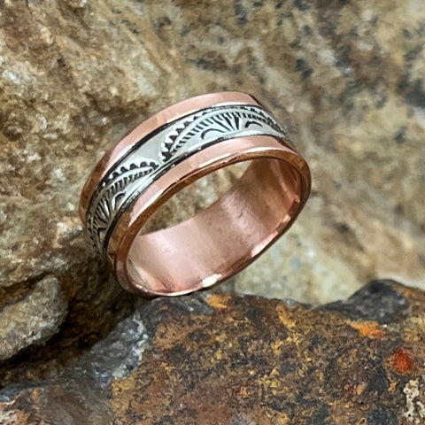 Sterling Silver & Copper Ring By Sylvana Apache Size 8.75