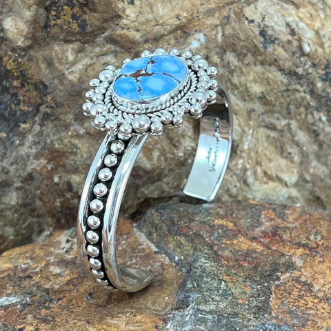 Golden Hill Turquoise Sterling Silver Bracelet by Artie Yellowhorse