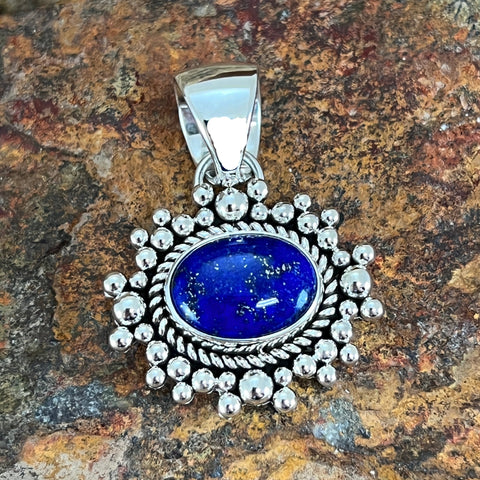 Lapis Sterling Silver Pendant by Artie Yellowhorse