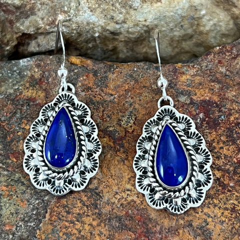 Blue Lapis Sterling Silver Earrings by Kevin Ramone
