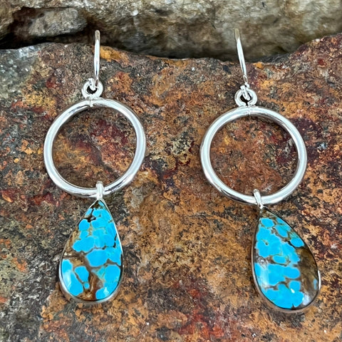 Number 8 Turquoise Sterling Silver Earrings by Cathy Webster