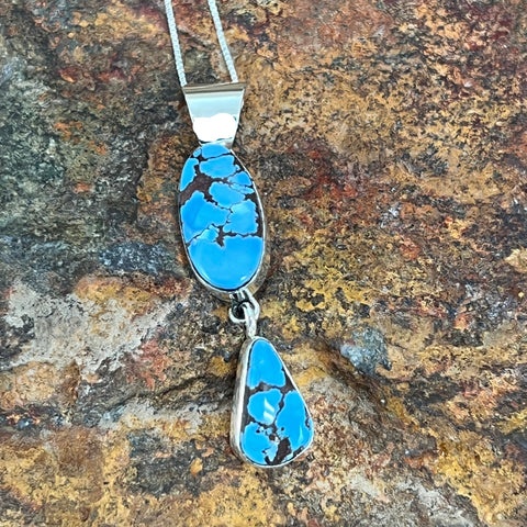 Golden Hill Turquoise Sterling Silver Pendant by Jacob Olascoaga
