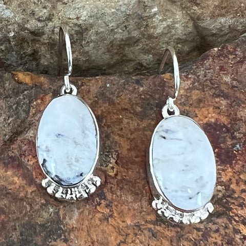 White Buffalo Sterling Silver Earrings by Cathy Webster