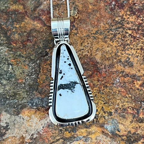 White Buffalo Sterling Silver Pendant by Wil Denetdale