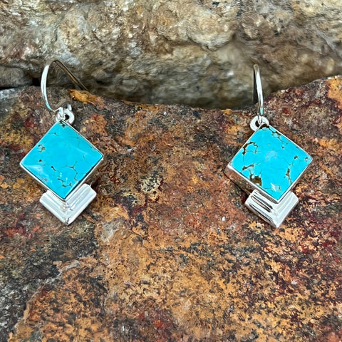 Number 8 Turquoise Sterling Silver Earrings & Pendant by Cathy Webster
