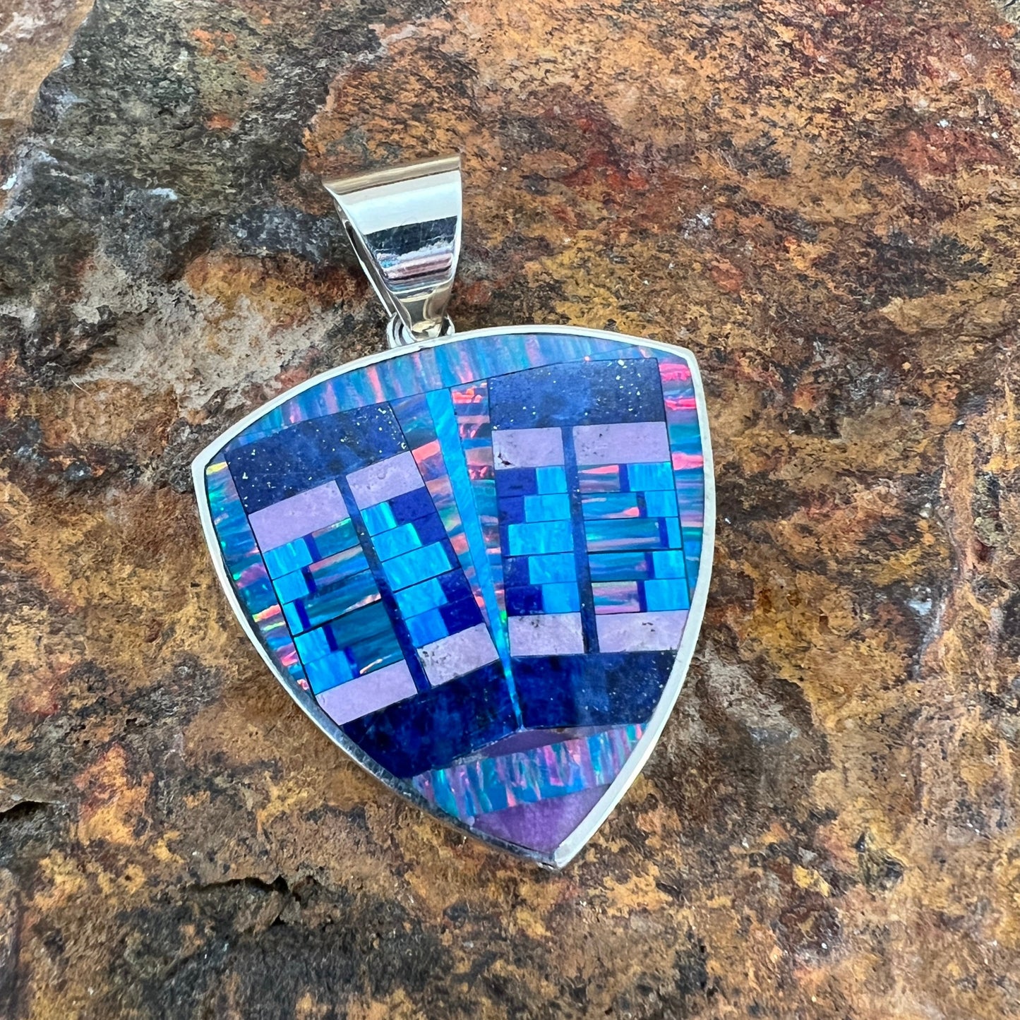 David Rosales Raincloud Inlaid Sterling Silver Pendant