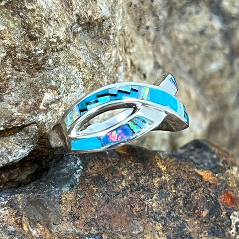 David Rosales Stardust Inlaid Sterling Silver Ring