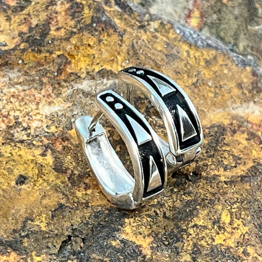 David Rosales Silver Country Sterling Silver Earrings Huggies Reversable