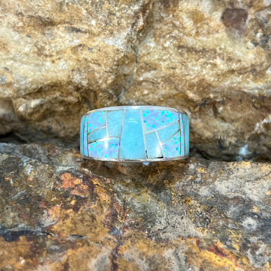 David Rosales Amazing Light Inlaid Sterling Silver Ring