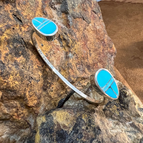 David Rosales Arizona Blue Inlaid Sterling Silver Bracelet