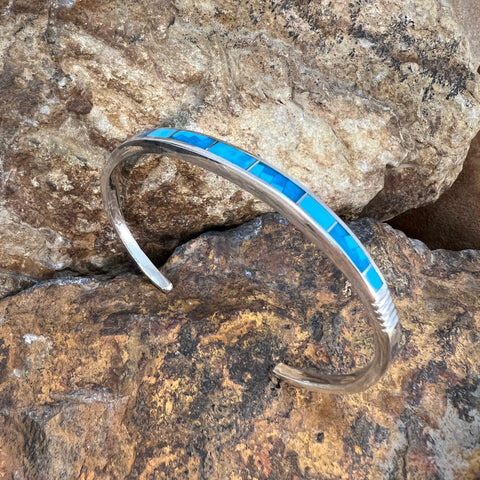 David Rosales Arizona Blue Two-Tone Inlaid Sterling Silver Bracelet