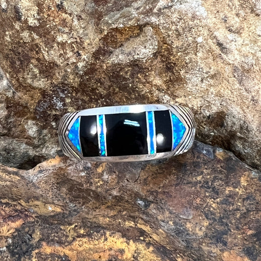 David Rosales Black Beauty Fancy Inlaid Sterling Silver Ring