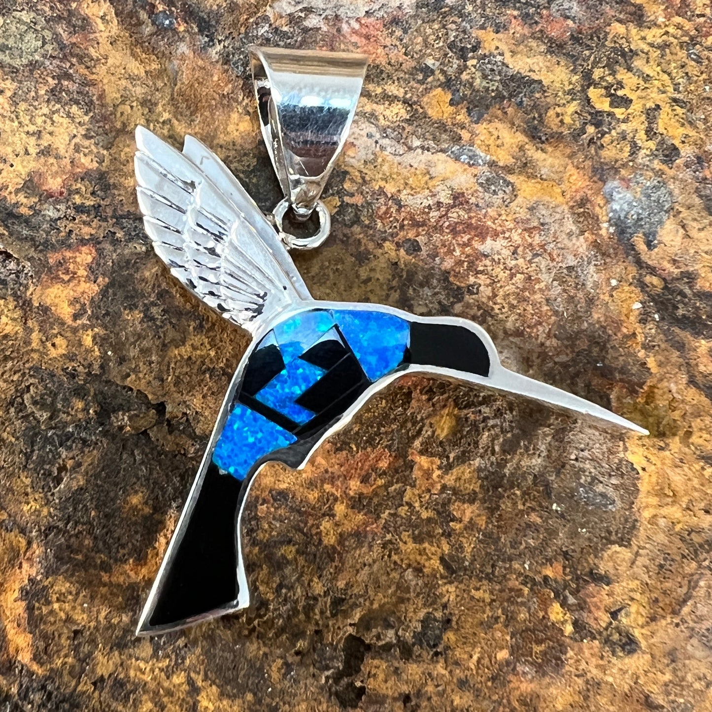 David Rosales Arizona Black BeautyDavid Rosales Black Beauty Sterling Silver Pendant Hummingbird