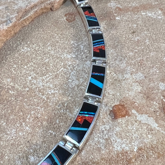 David Rosales Red Moon Fancy Inlaid Sterling Silver Necklace