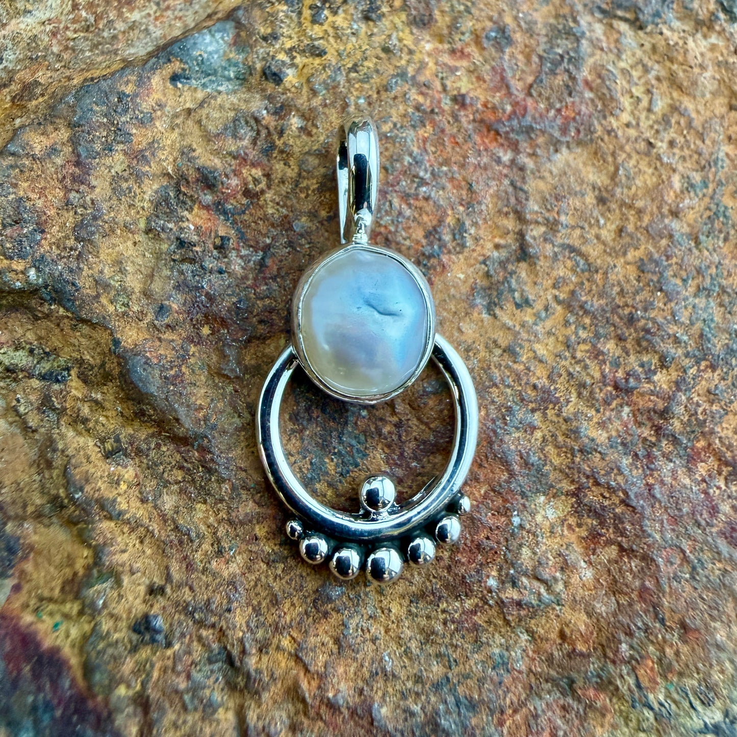 Freshwater Pearl Sterling Silver Pendant by Ray Coriz