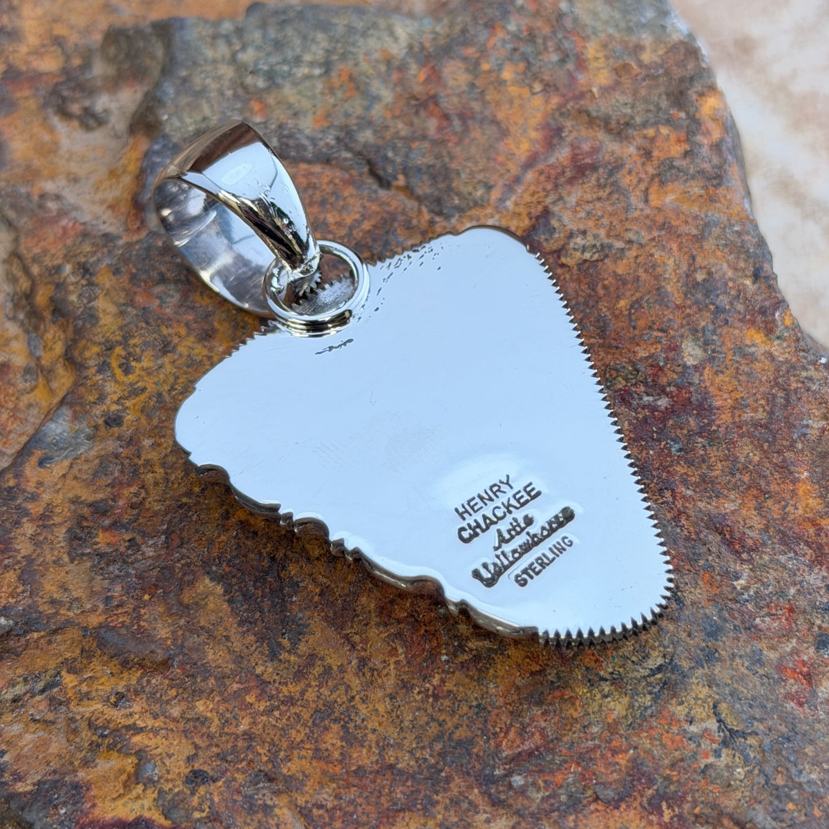 Spiny Oyster Sterling Pendant by Henry Chackee