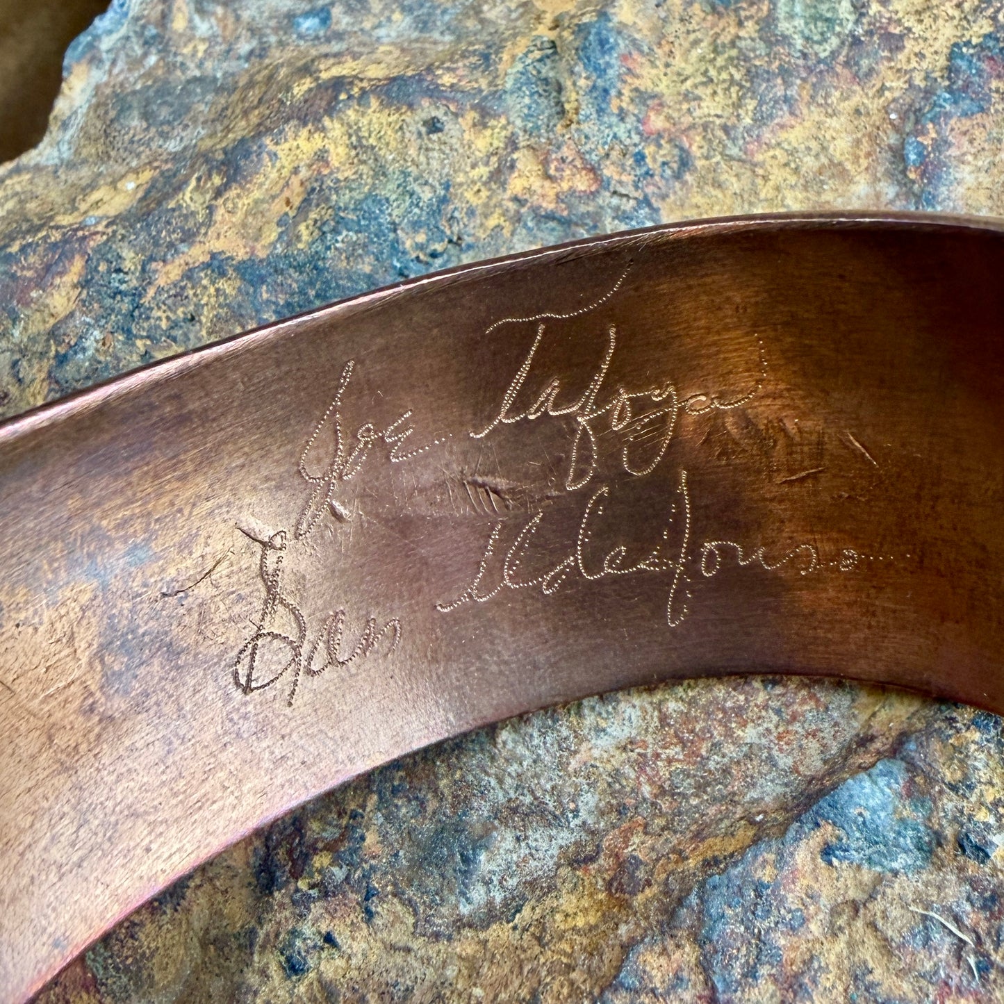 Vintage Copper & Sterling Silver Cuff Bracelet by Joe Tafoya - Estate