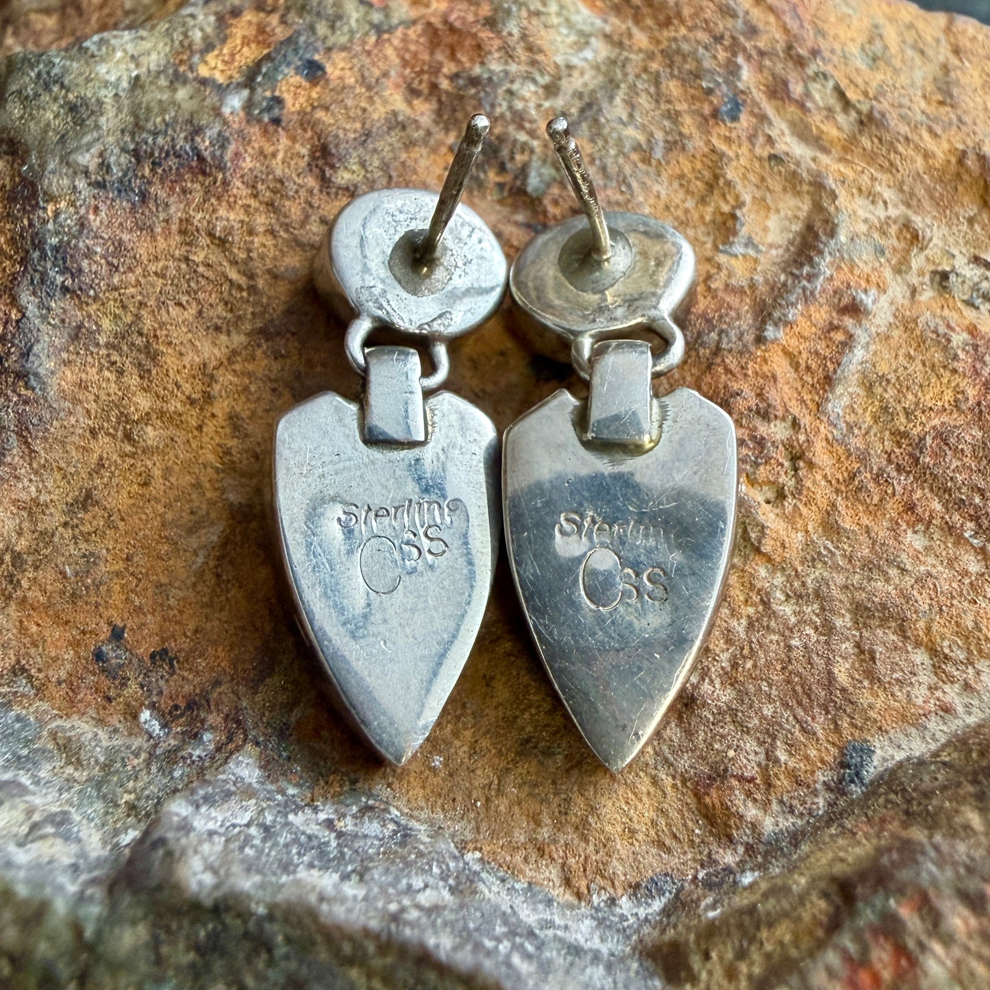 Vintage David Rosales Turquoise Creek Drop Earrings — Estate