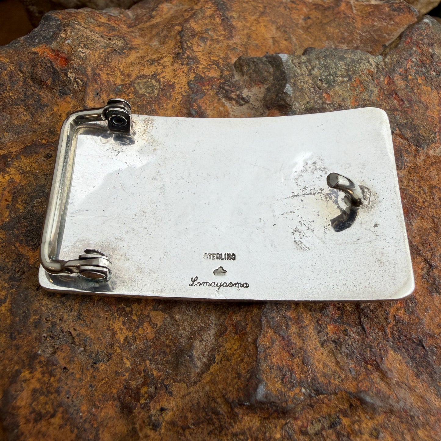 Vintage Hopi Sterling Silver Bear Belt Buckle - Estate