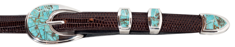 David Rosales #8 Turquoise 1" Inlaid Ranger Belt Buckle