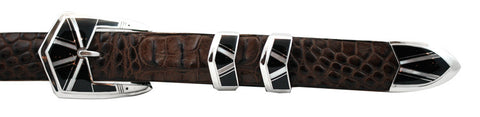 David Rosales Tuxedo Inlaid 1" Ranger Belt Buckle