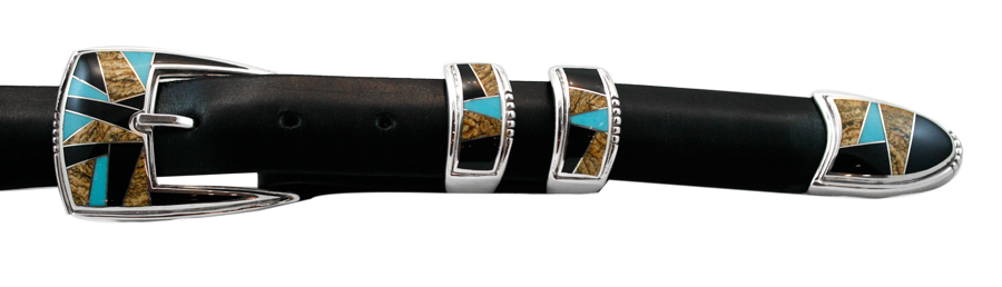 David Rosales Turquoise Creek Inlaid Ranger 1" Belt Buckle