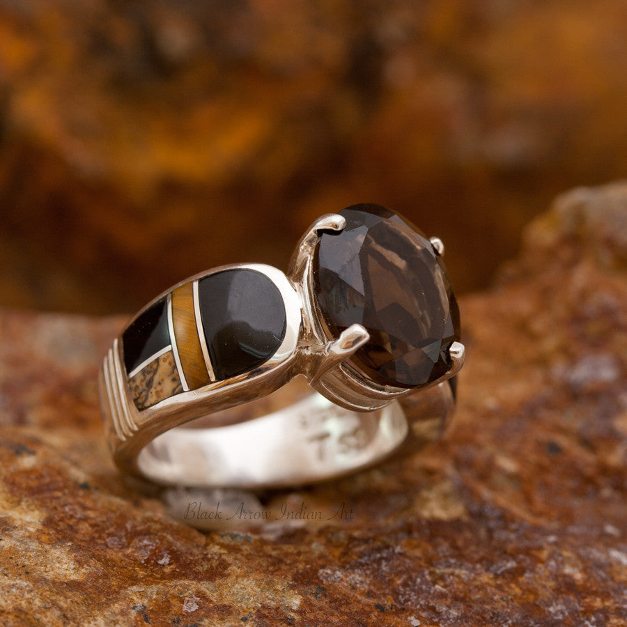 David Rosales Native Earth Inlaid Sterling Silver Ring