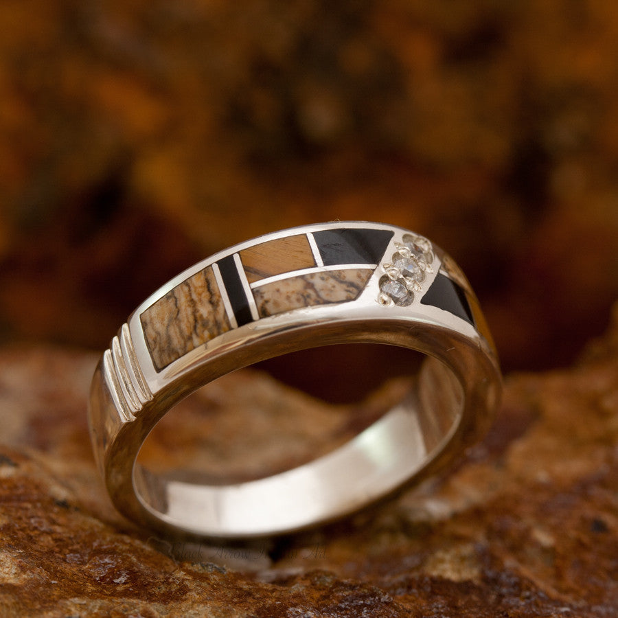 David Rosales Native Earth Inlaid Sterling Silver Ring