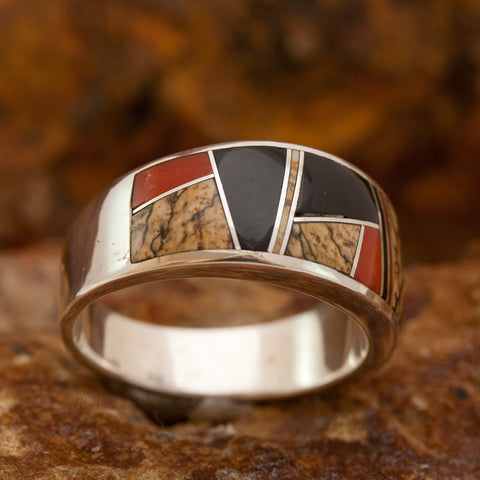 David Rosales Fire Creek Inlaid Sterling Silver Ring