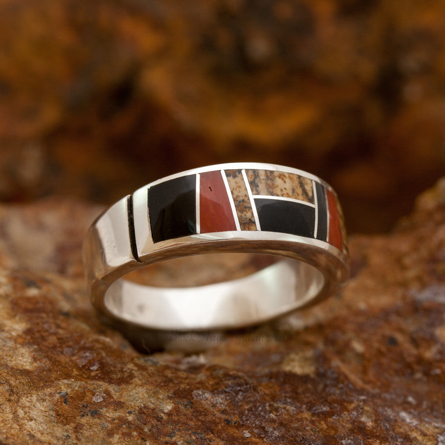 David Rosales Fire Creek Inlaid Sterling Silver Ring