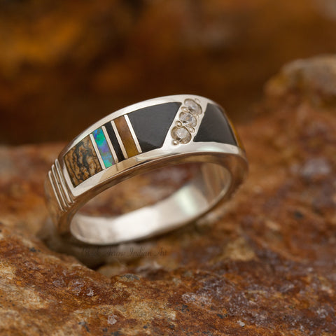 David Rosales Native Lite Inlaid Sterling Silver Ring