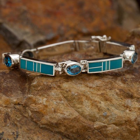Arizona Blue Inlaid Sterling Silver Bracelet