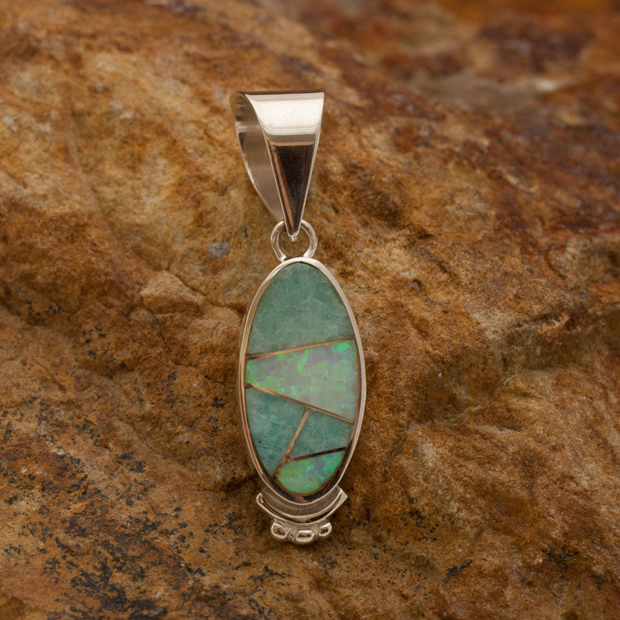 David Rosales Amazing Light Inlaid Sterling Silver Pendant
