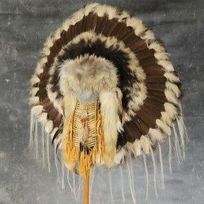 Brown Prairie Headdress by Navajo Artists