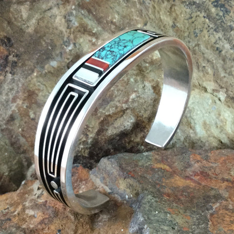 Inlaid Sterling Silver Bracelet by Albert Nells