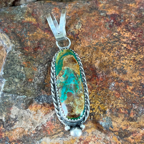 Royston Turquoise Sterling Silver Pendant by Mary Tso