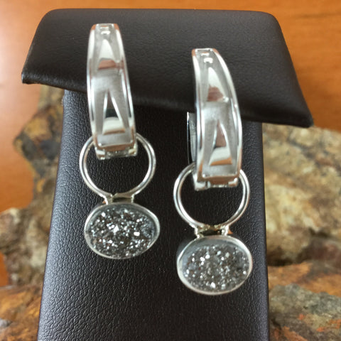 David Rosales Silver Country Sterling Silver and Round Druzy Earrings