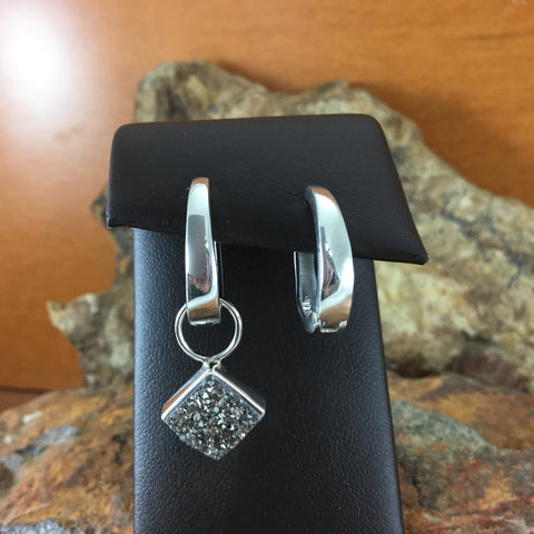 David Rosales Silver Country Sterling Silver and Square Druzy Earrings