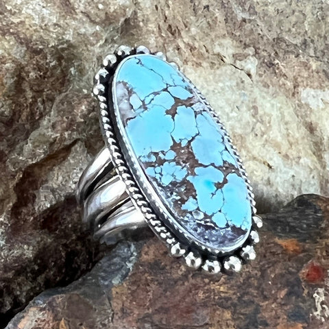 Golden Hill Turquoise Sterling Silver Ring by Fred Guerro Size 8