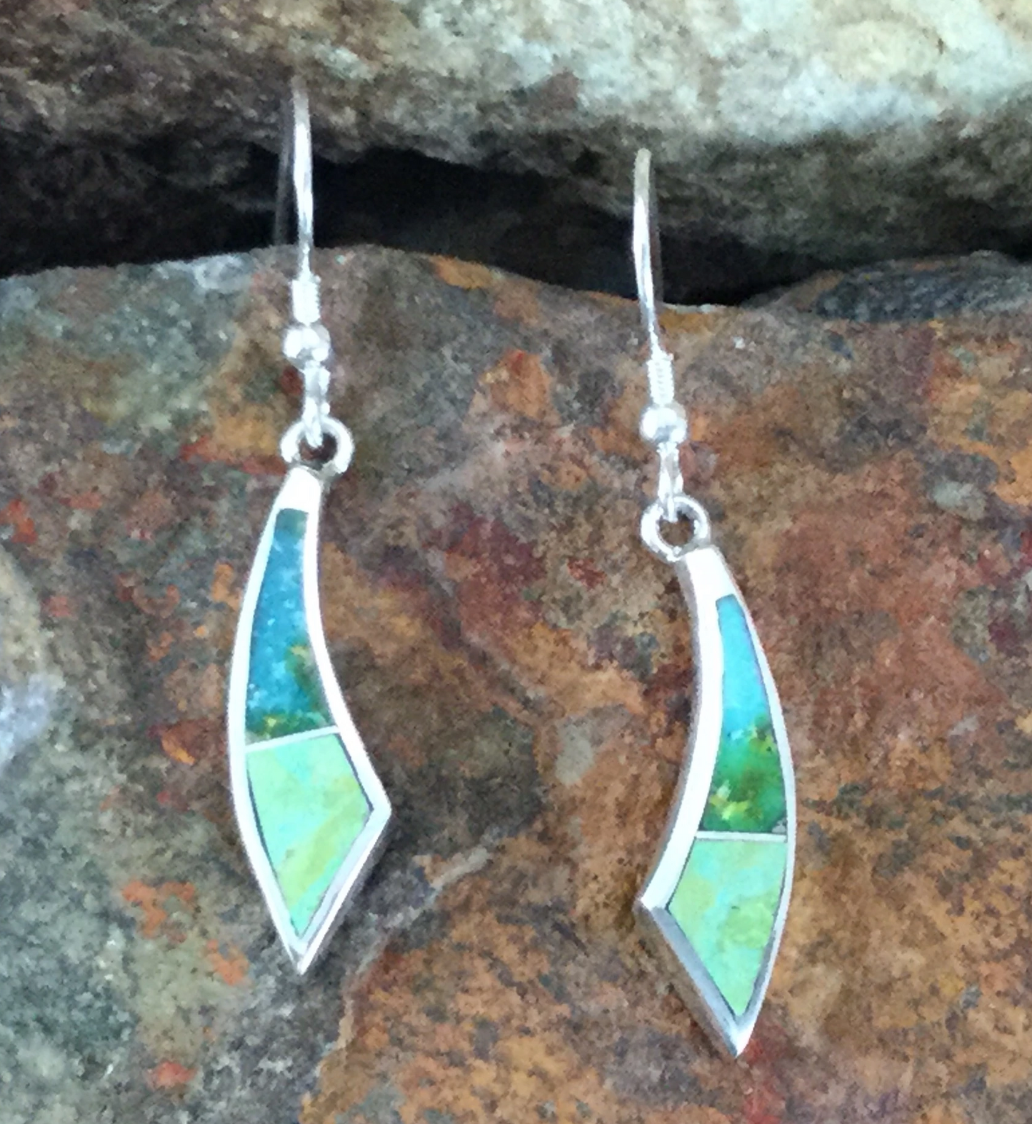 David Rosales Sonoran Gold Inlaid Sterling Silver Earrings