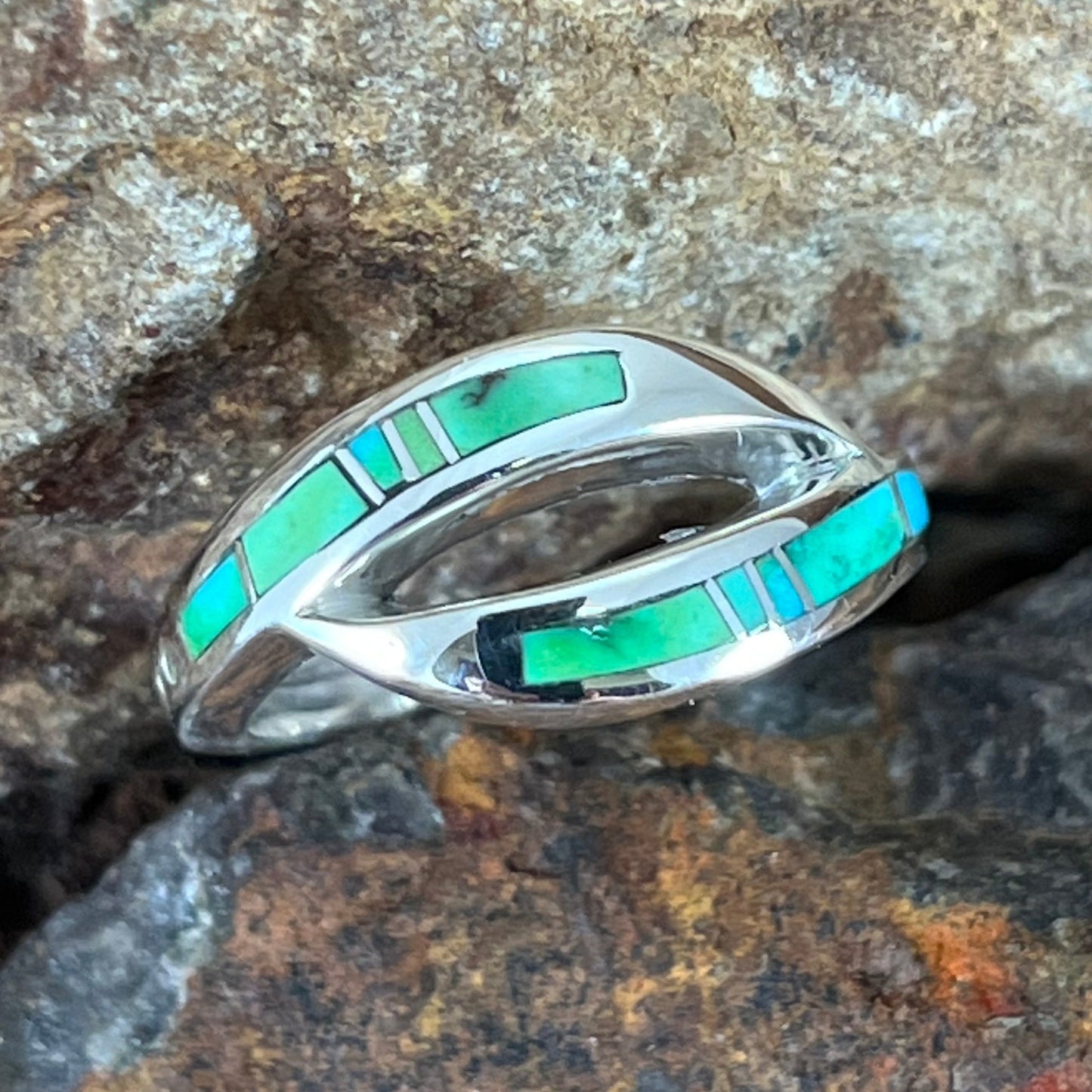 David Rosales Sonoran Gold Inlaid Sterling Silver Ring