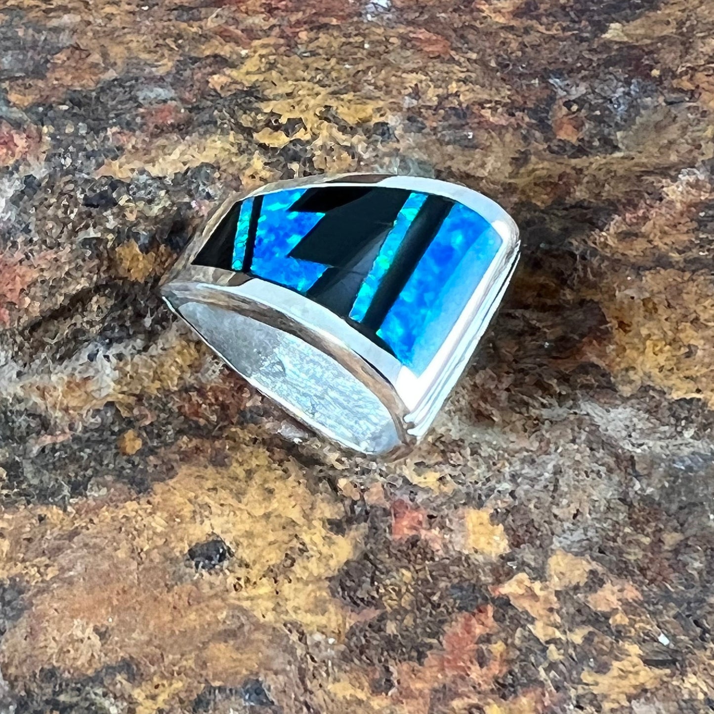 David Rosales Black Beauty Fancy Inlaid Sterling Silver Pendant