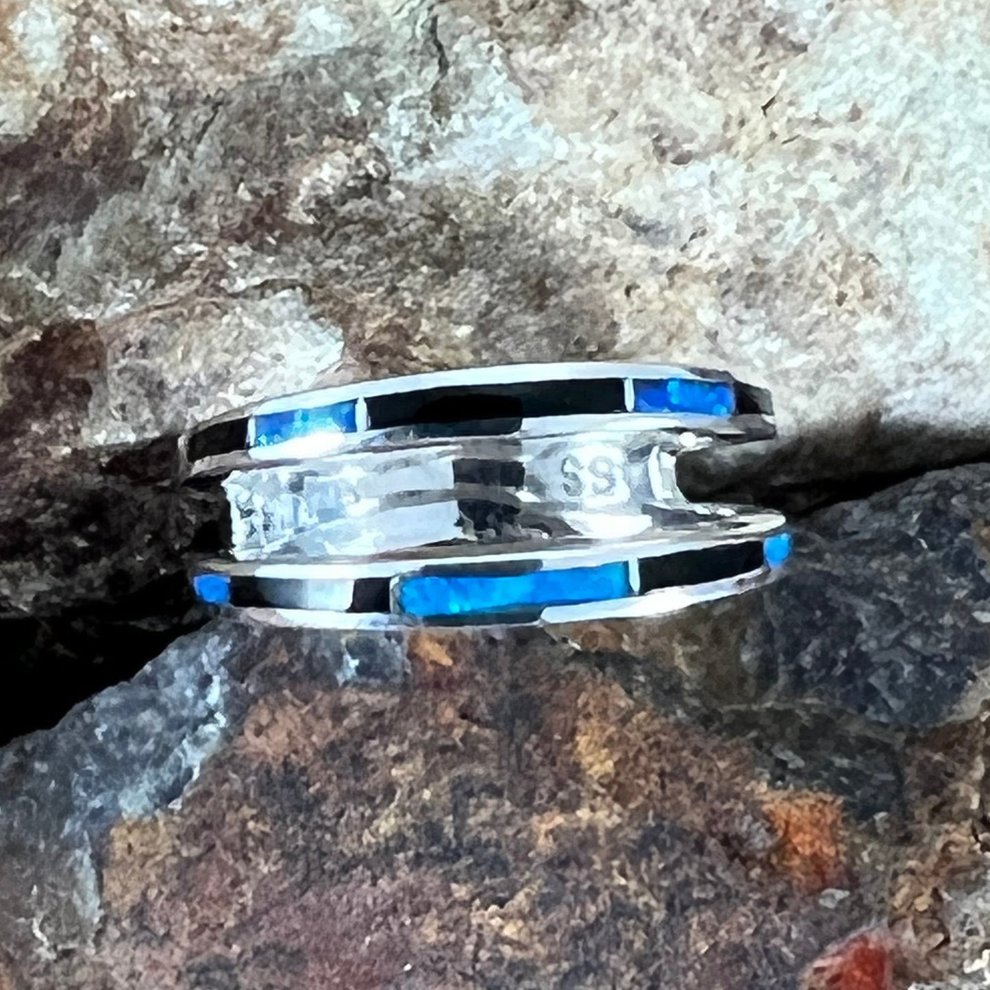 David Rosales Black Beauty Inlaid Sterling Silver Ring