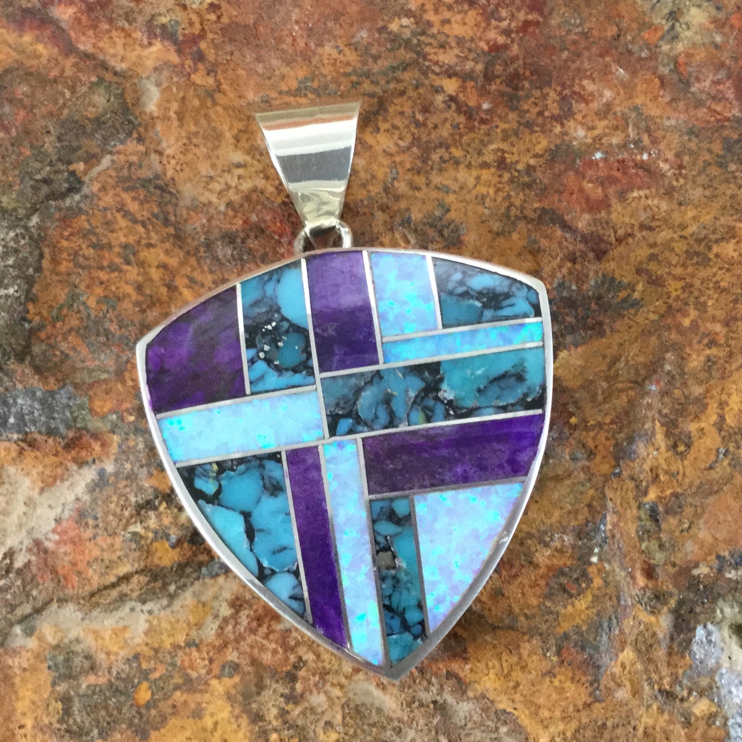 David Rosales Shalako Inlaid Sterling Silver Pendant