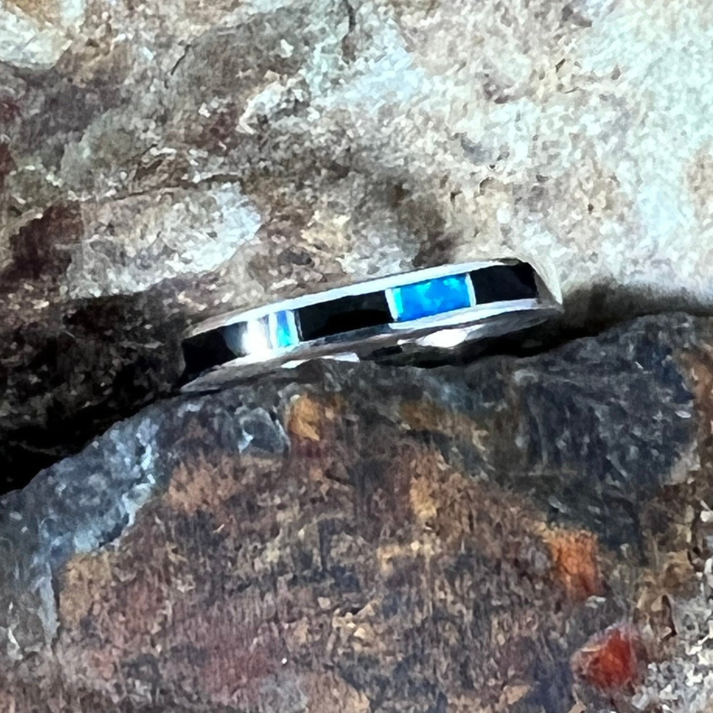 David Rosales Black Beauty Inlaid Sterling Silver Ring