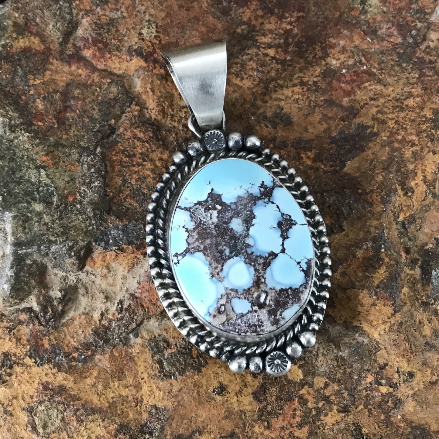 Golden Hill Turquoise Sterling Silver Pendant by Sheila Bicenti