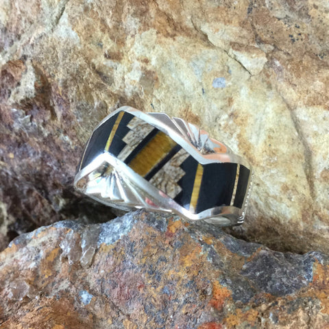 David Rosales Native Earth Fancy Inlaid Sterling Silver Ring