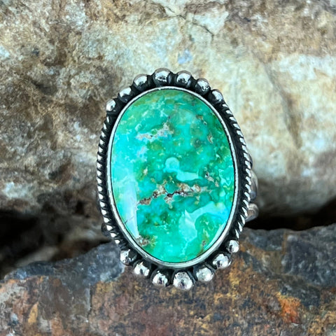 Sonoran Gold Turquoise Sterling Silver Ring by Fred Guerrero Size 7