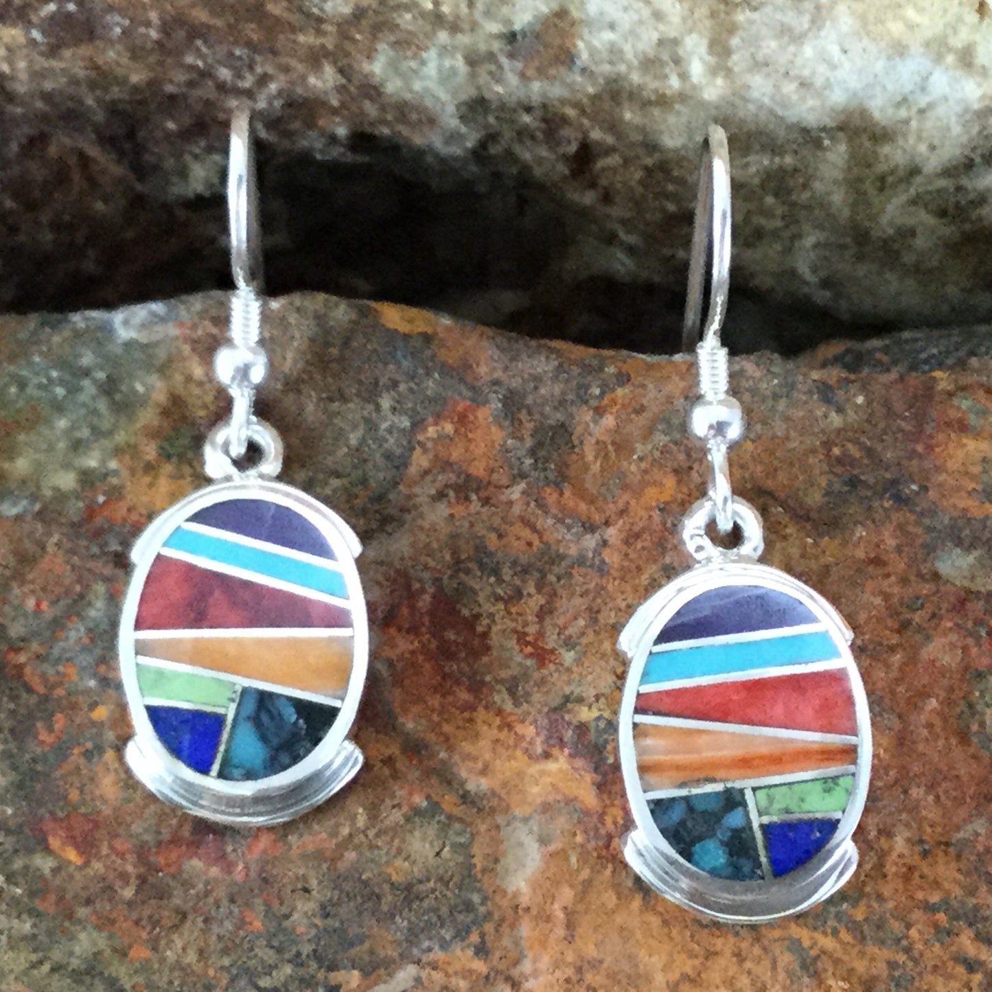 David Rosales Indian Summer Inlaid Sterling Silver Earrings